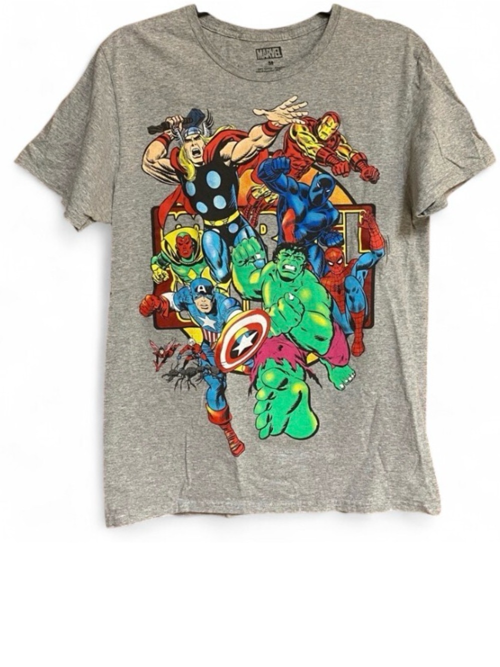 Marvel Superhero Boys Medium T-Shirt Thor Iron Man Hulk Spider-Man